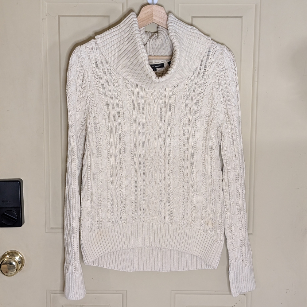 Cable Knit Cowl Neck Sweater | 100% Cotton | Cozy Oatmeal Neutral